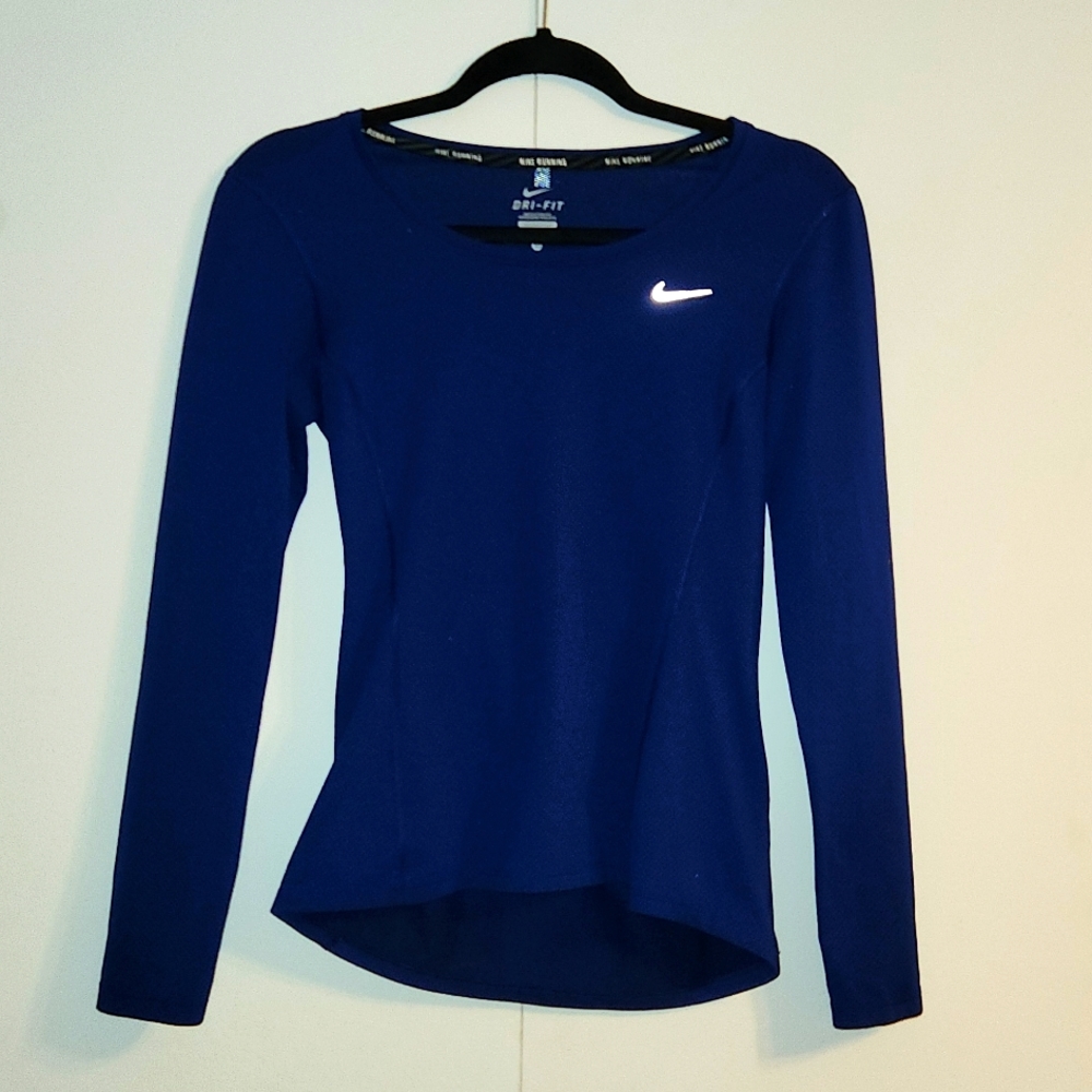 Nike Running Dri Fit Shirt Womens x-small Long Sleeve Athletic Stretch Vented
